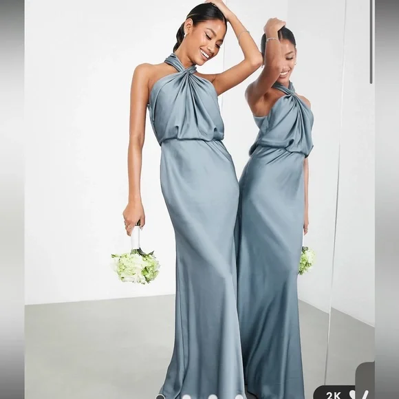ASOS | Dresses | Asos Slate Blue Bridesmaid Dress | Poshmark